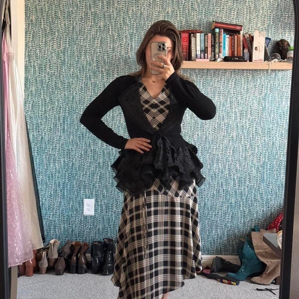 Vince Camuto plaid asymmetrical midi dress - Picture 5 of 6